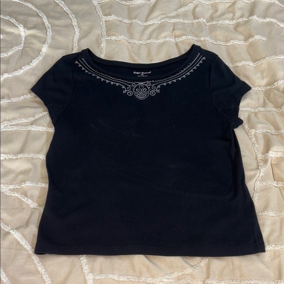 High Sierra Tops - High Sierra Black Embellished Short Sleeve Tee